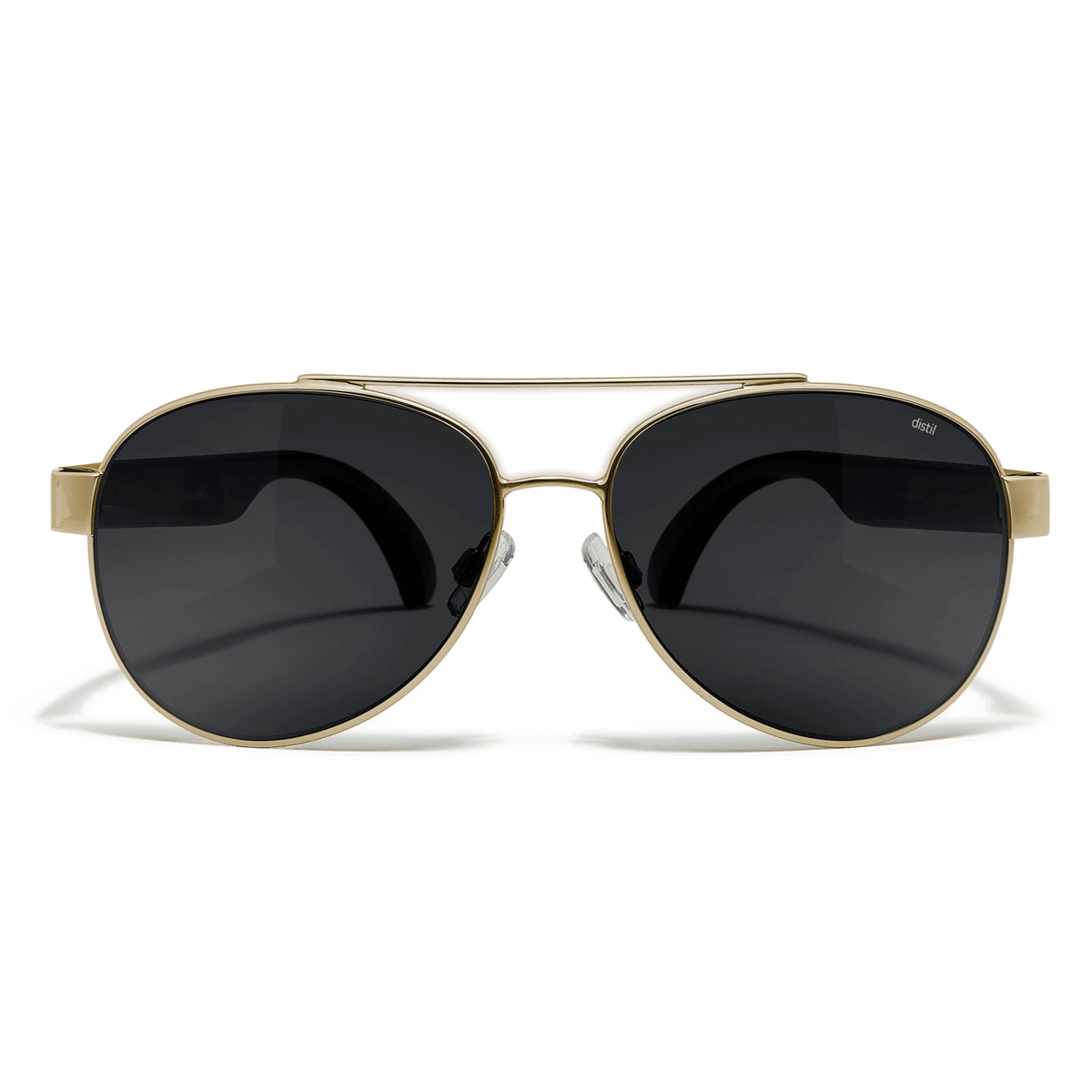 Distil Union Titanium Maverick MagLock Sunglasses in gold with gray polarized lenses